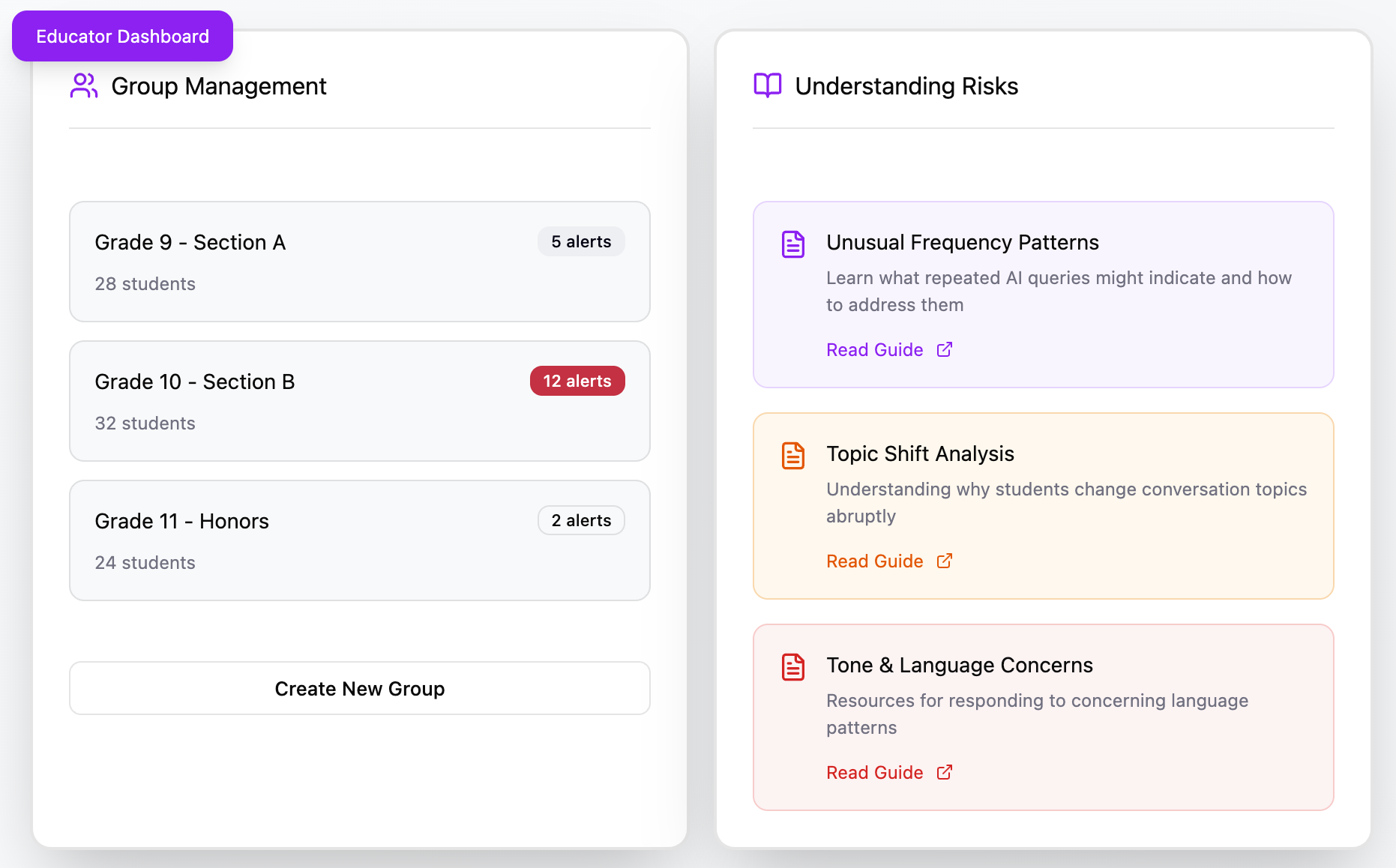 GuardRail Analyze Feature - Educator Dashboard